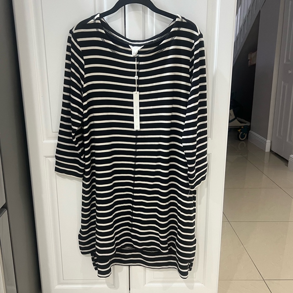 (NWT) Caslon black and white striped top/ tunic size large